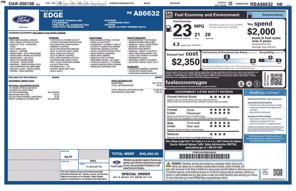 used 2024 Ford Edge car, priced at $28,890