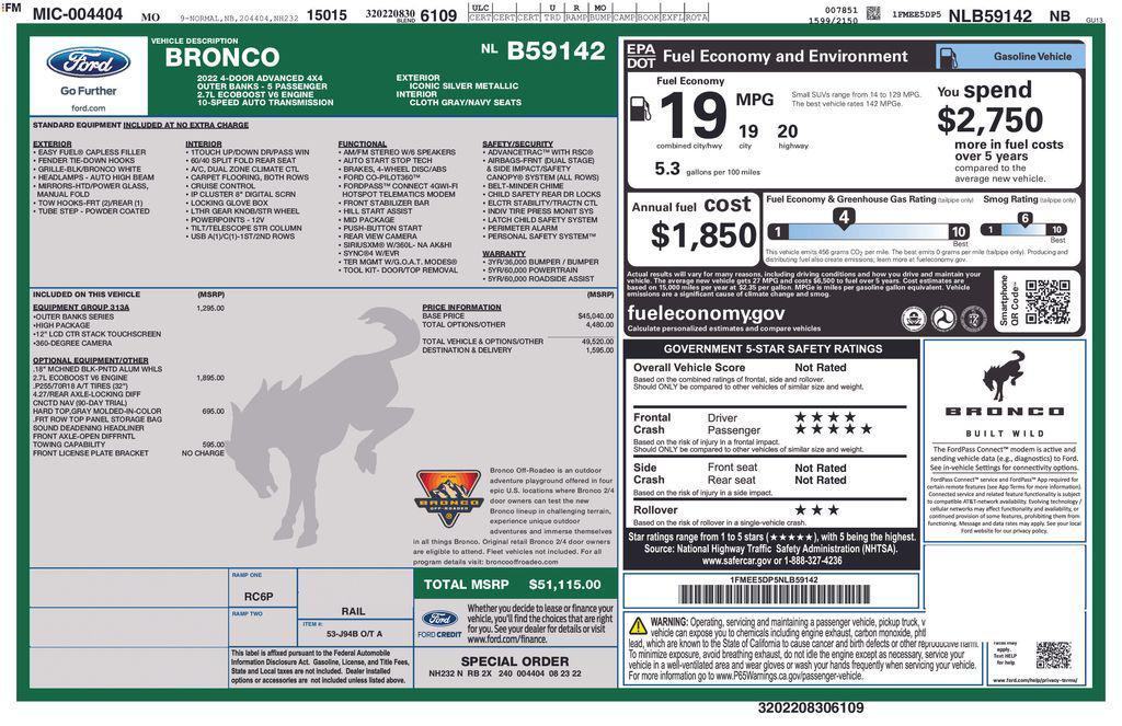 used 2022 Ford Bronco car, priced at $38,391