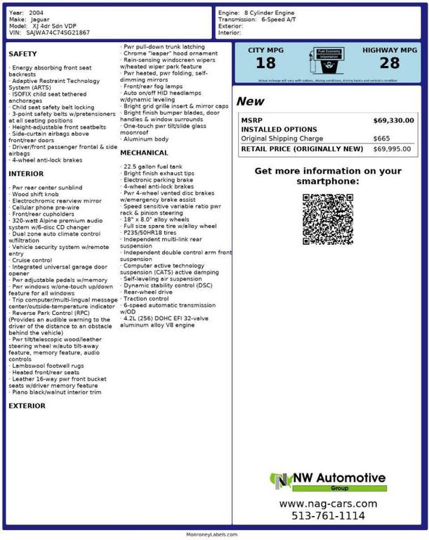 used 2004 Jaguar XJ car, priced at $9,993