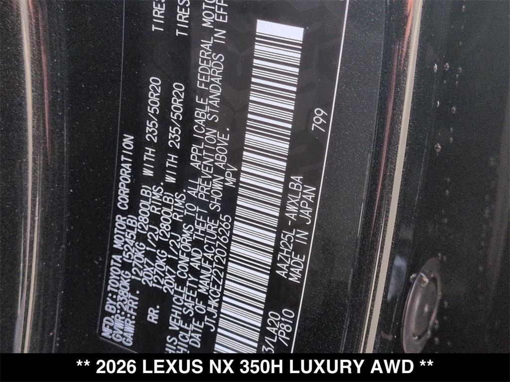 new 2026 Lexus NX 350h car, priced at $59,454