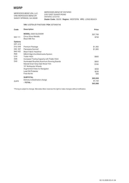 used 2023 Mercedes-Benz GLE 350 car, priced at $37,980