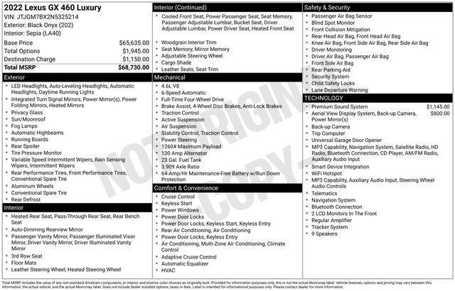 used 2022 Lexus GX 460 car, priced at $57,948