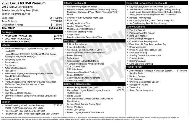 used 2023 Lexus RX 350 car, priced at $40,898