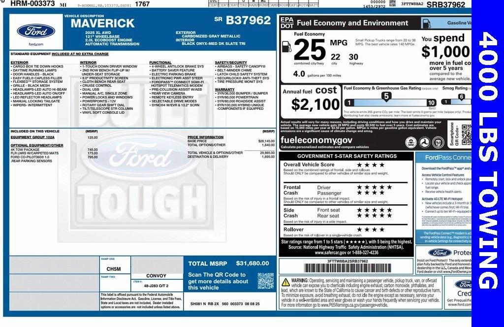 new 2025 Ford Maverick car, priced at $31,058