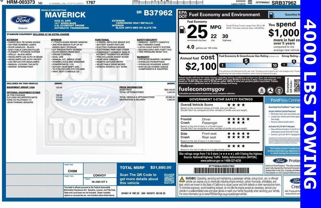 new 2025 Ford Maverick car, priced at $31,058