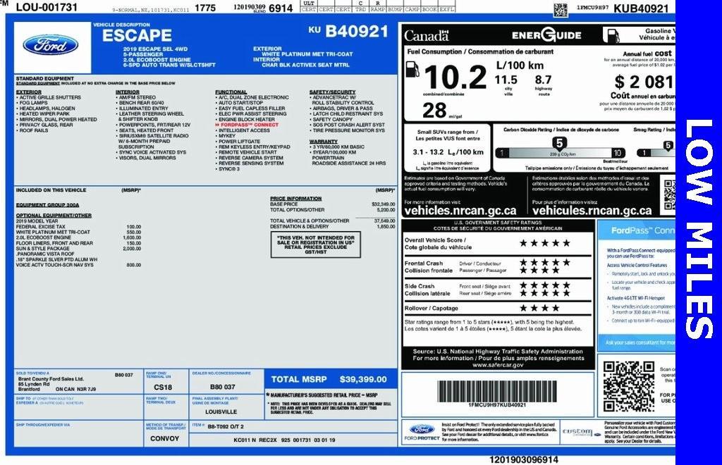 used 2019 Ford Escape car, priced at $19,295