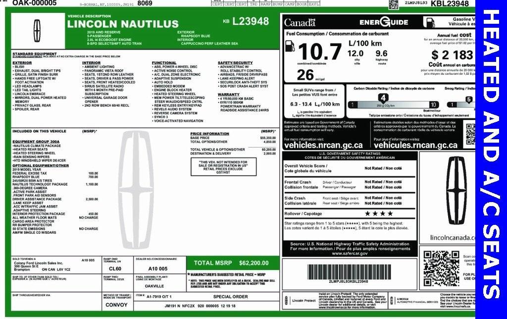 used 2019 Lincoln Nautilus car, priced at $17,795