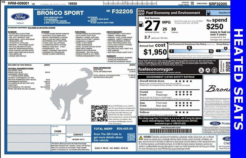 new 2025 Ford Bronco Sport car, priced at $38,433