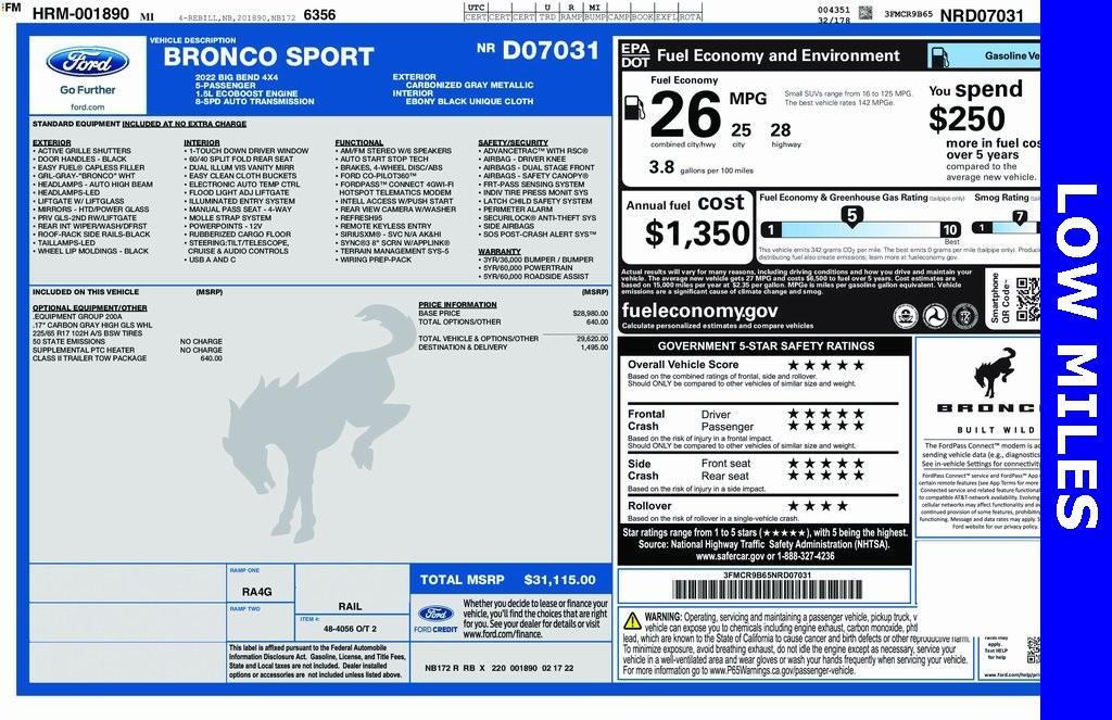 used 2022 Ford Bronco Sport car, priced at $25,795