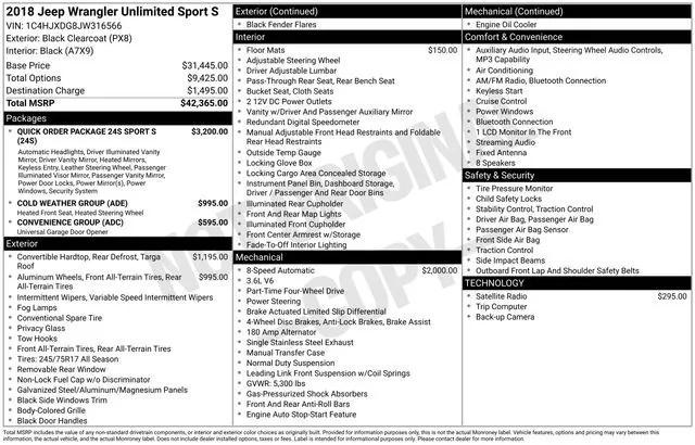 used 2018 Jeep Wrangler Unlimited car, priced at $20,000