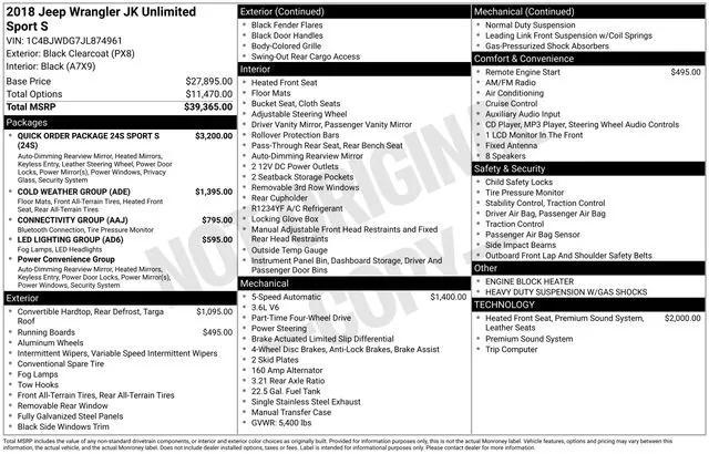 used 2018 Jeep Wrangler JK Unlimited car, priced at $18,000