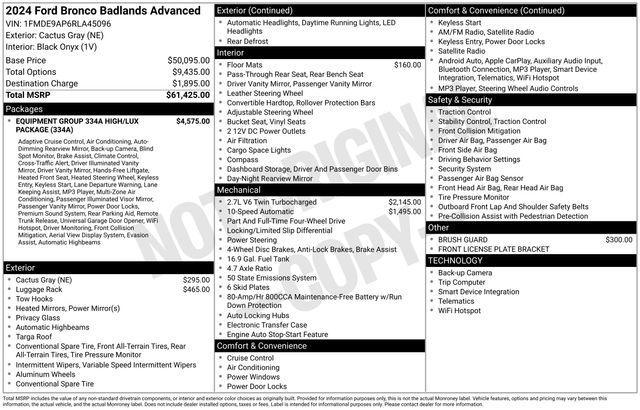 used 2024 Ford Bronco car, priced at $48,000