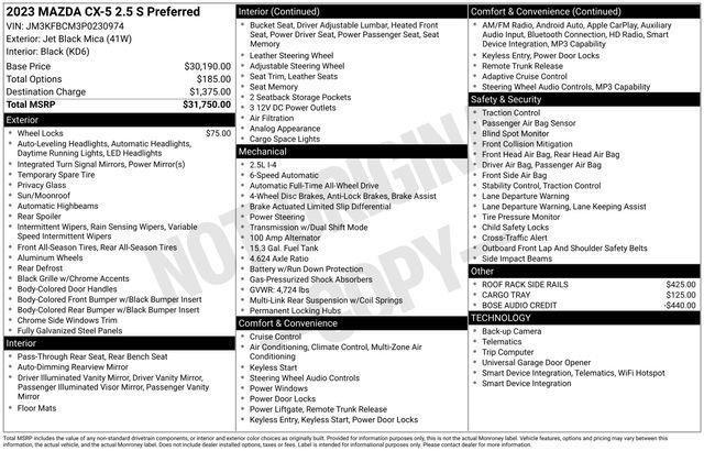 used 2023 Mazda CX-5 car, priced at $26,095