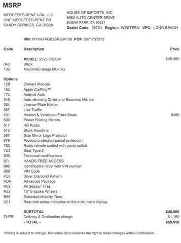 used 2025 Mercedes-Benz C-Class car, priced at $43,977