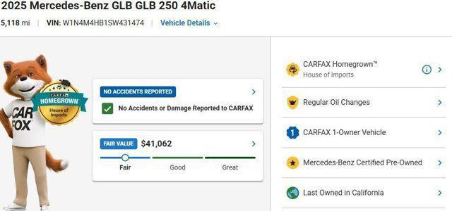 used 2025 Mercedes-Benz GLB 250 car, priced at $41,062