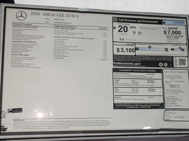 new 2026 Mercedes-Benz AMG GLE 53 car, priced at $105,035