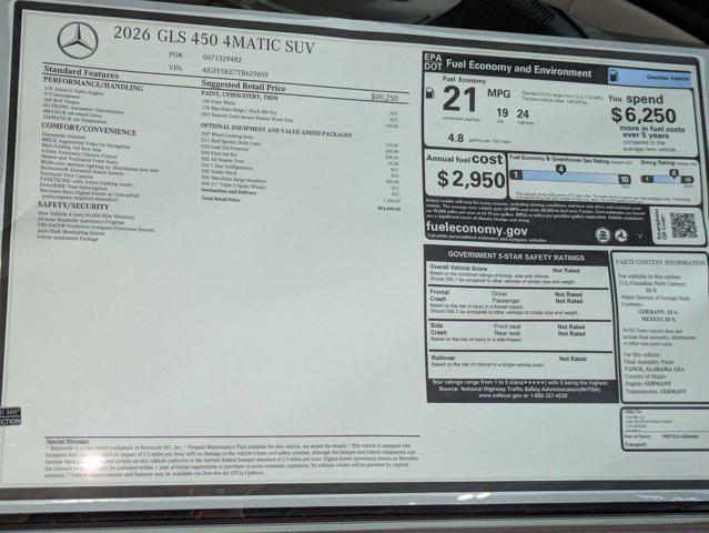 new 2026 Mercedes-Benz GLS 450 car, priced at $93,485