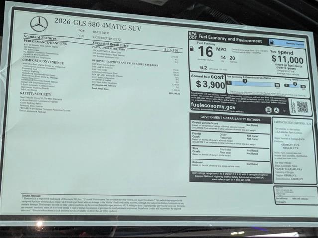new 2026 Mercedes-Benz GLS 580 car, priced at $120,875