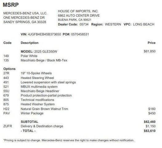 used 2025 Mercedes-Benz GLE 350 car, priced at $54,777