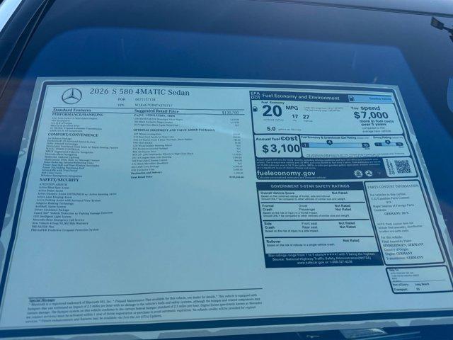 new 2026 Mercedes-Benz S-Class car, priced at $150,360