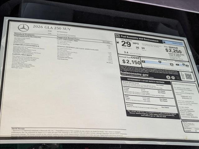 new 2026 Mercedes-Benz GLA 250 car, priced at $46,170
