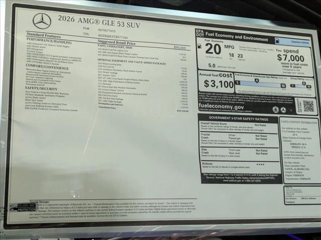 new 2026 Mercedes-Benz AMG GLE 53 car, priced at $107,330