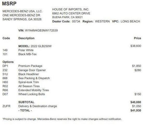 used 2022 Mercedes-Benz GLB 250 car, priced at $21,995