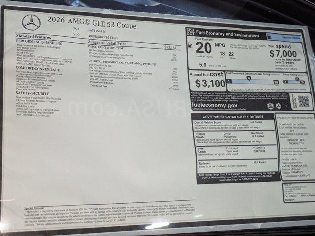 new 2026 Mercedes-Benz AMG GLE 53 car, priced at $95,865