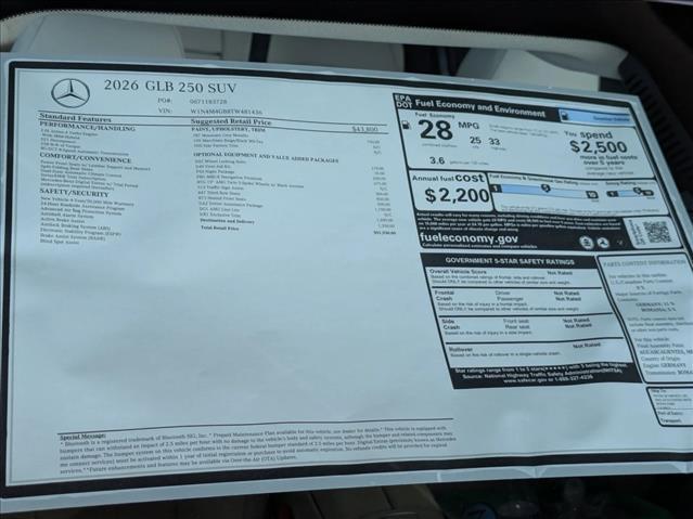 new 2026 Mercedes-Benz GLB 250 car, priced at $51,930