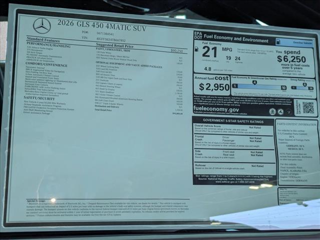 new 2026 Mercedes-Benz GLS 450 car, priced at $95,800