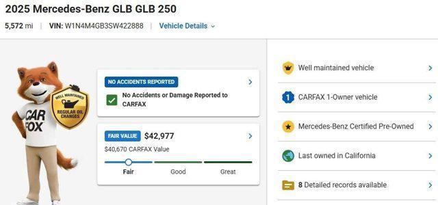 used 2025 Mercedes-Benz GLB 250 car, priced at $40,977