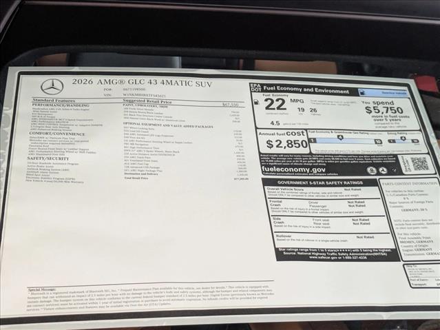 new 2026 Mercedes-Benz AMG GLC 43 car, priced at $77,505