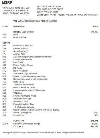 used 2025 Mercedes-Benz C-Class car, priced at $41,377