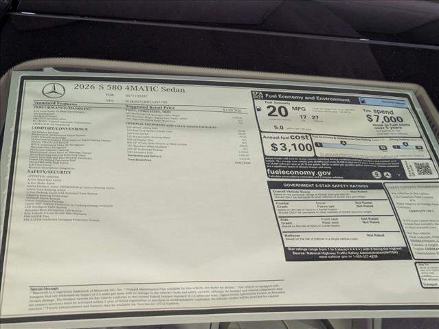 new 2026 Mercedes-Benz S-Class car, priced at $142,745