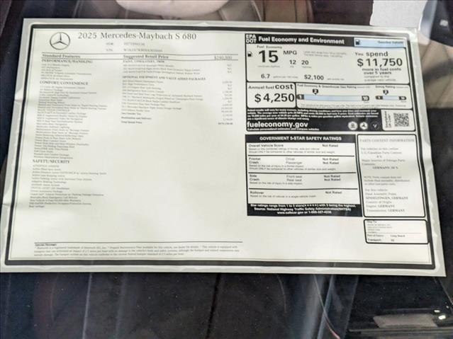 new 2025 Mercedes-Benz Maybach S 680 car, priced at $342,250