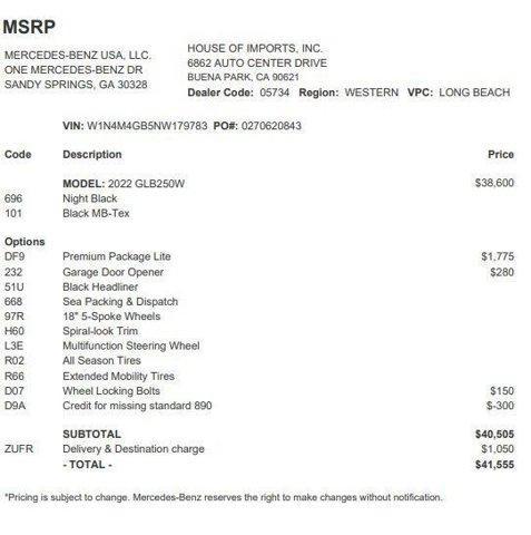used 2022 Mercedes-Benz GLB 250 car, priced at $24,533