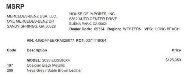used 2023 Mercedes-Benz EQS 580 car, priced at $54,633