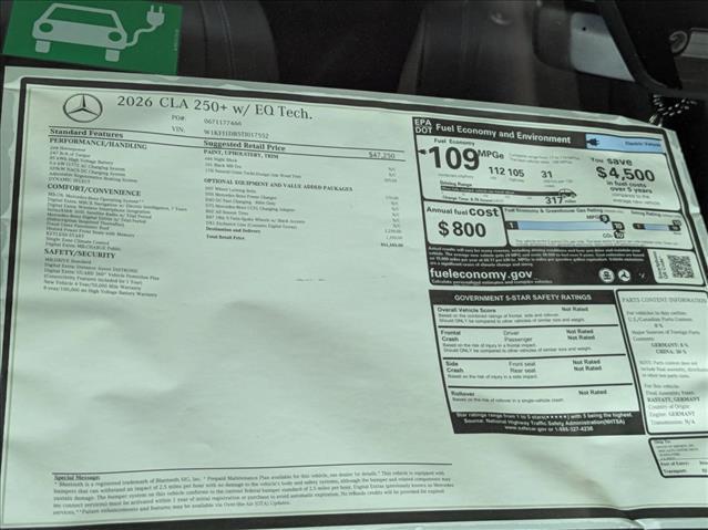 new 2026 Mercedes-Benz CLA 250 car, priced at $51,345