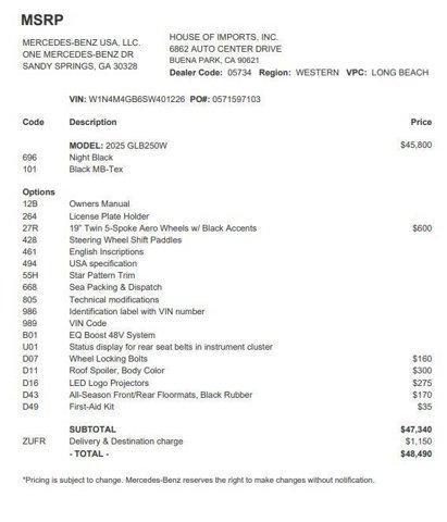 used 2025 Mercedes-Benz GLB 250 car, priced at $38,977
