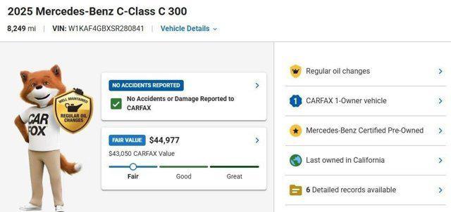 used 2025 Mercedes-Benz C-Class car, priced at $41,377