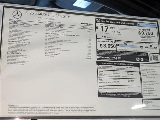 new 2026 Mercedes-Benz AMG GLE 63 car, priced at $140,375