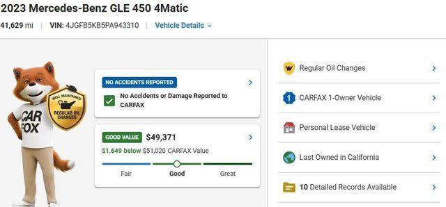 used 2023 Mercedes-Benz GLE 450 car, priced at $48,548