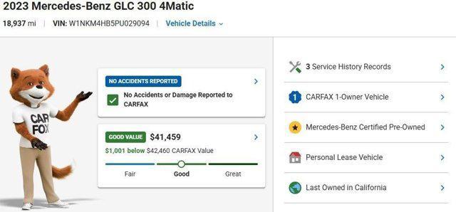 used 2023 Mercedes-Benz GLC 300 car, priced at $40,837