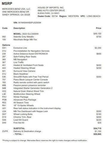 used 2023 Mercedes-Benz GLC 300 car, priced at $40,837