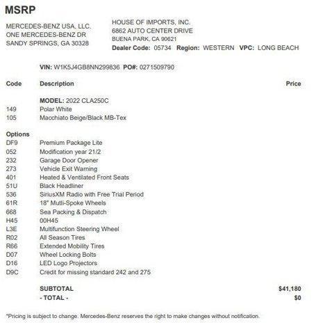 used 2022 Mercedes-Benz CLA 250 car, priced at $27,267