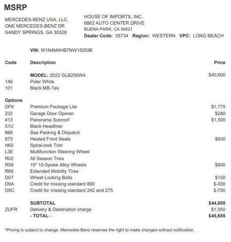 used 2022 Mercedes-Benz GLB 250 car, priced at $27,958