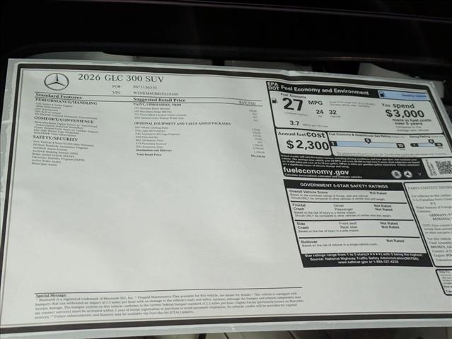 new 2026 Mercedes-Benz GLC 300 car, priced at $56,250