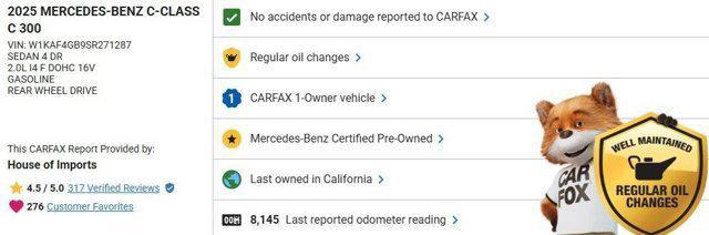 used 2025 Mercedes-Benz C-Class car, priced at $43,977