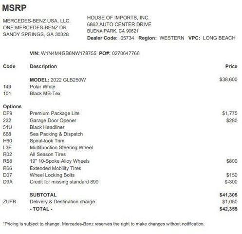 used 2022 Mercedes-Benz GLB 250 car, priced at $21,933