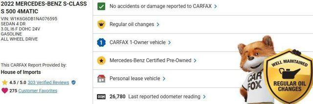 used 2022 Mercedes-Benz S-Class car, priced at $64,933